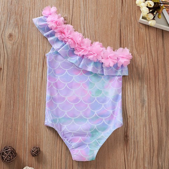 Mermaid Girls Purple Ruffle Swimsuit - Picture 6 of 7